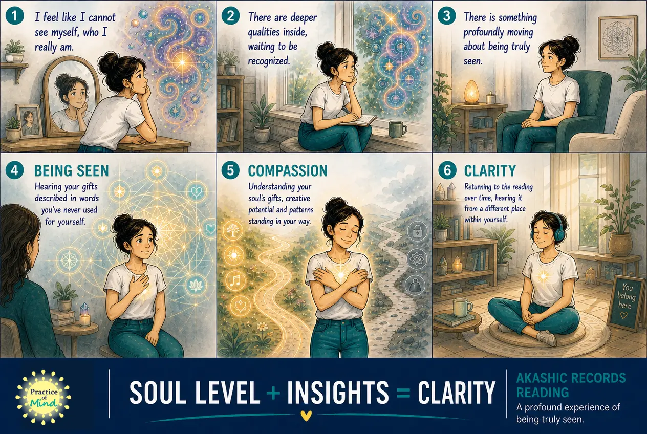 Soul level plus insights equals clarity - an Akashic Records comic